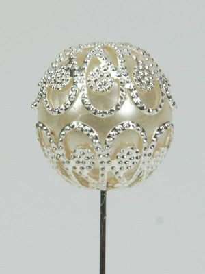 decoratiespeld bol ivoor met zilver