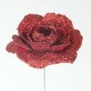 decoratieartikelen roos rood met glitter