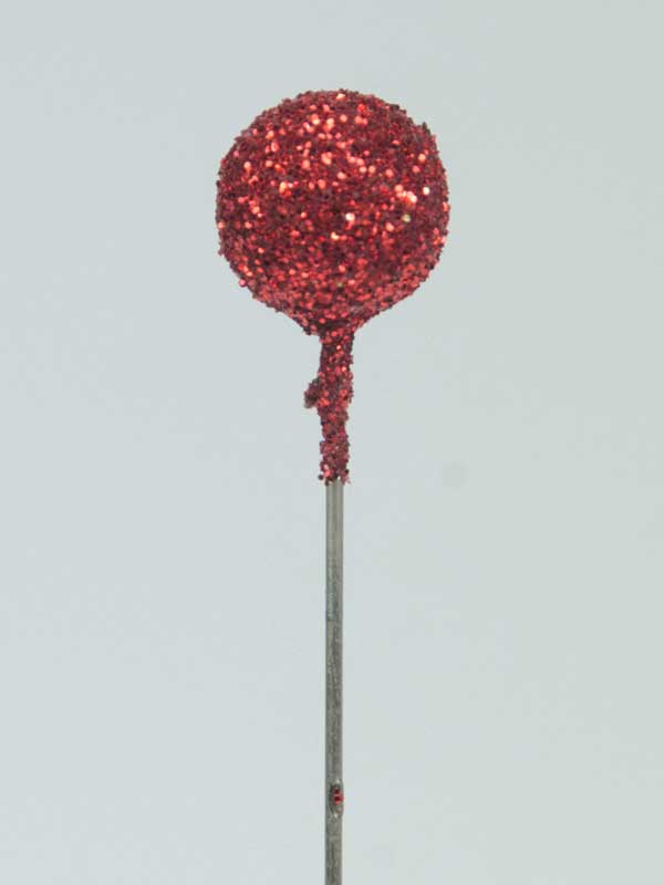 Decoratiespeld rood glitter 9mm