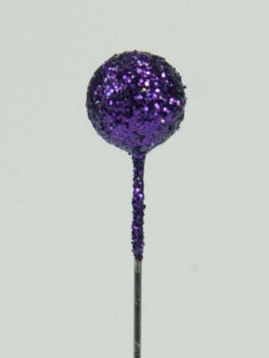 Decoratiespeld paars glitter 9 mm