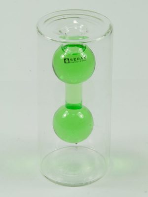 double vase leeg, met gekleurd water