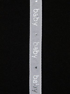 lint wit met zilveren letters baby - 12 mm breed