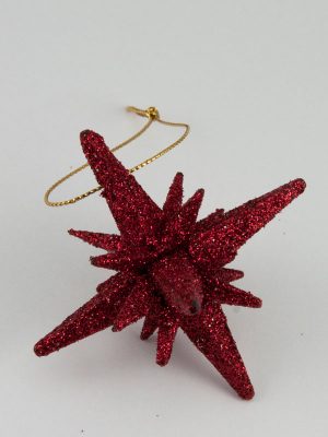 Kerstster glitter - donkerrood