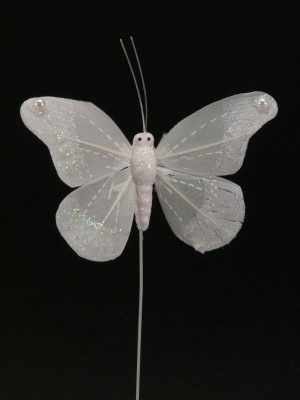 Vlinder op draad, model bruid, kleur wit