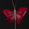 Vlinder op draad - 8 cm - rood zwarte achtergrond