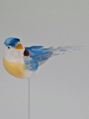 vogeltje op draad blauw