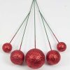 Setje glitter ballen op draad, rood