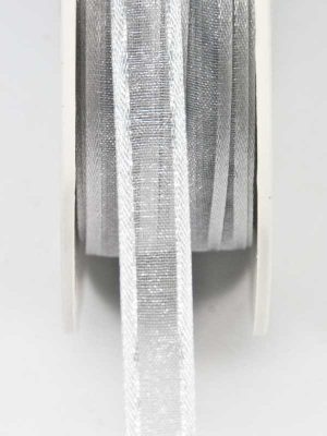 lint zilver organza met satijnen rand 10 mm