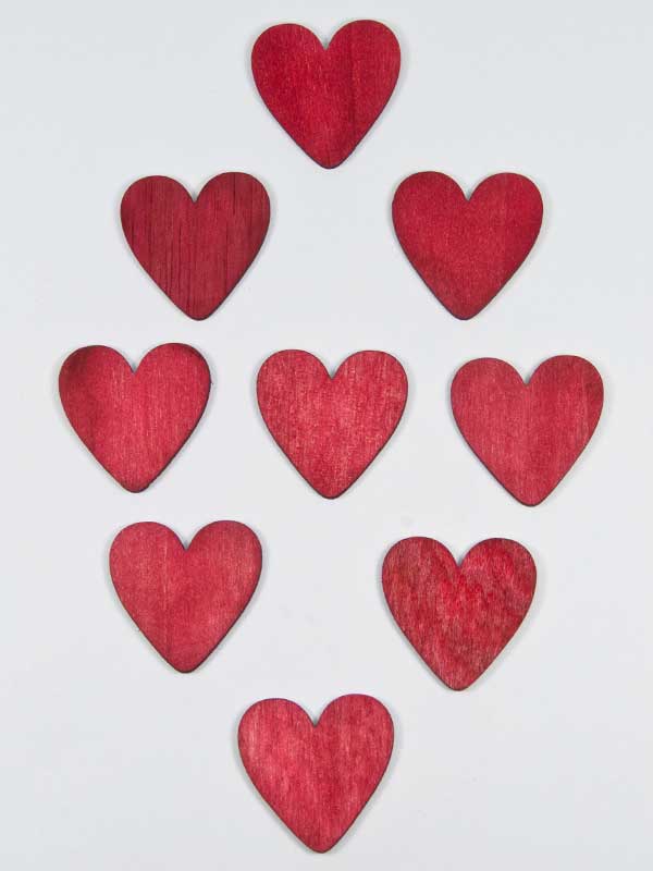 rode houten hartjes 4 cm 9 stuks