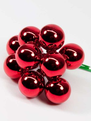 kerstballetjes rood 25 mm setje 9 stuks