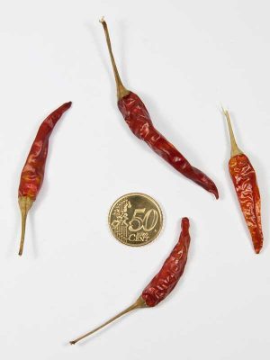 Hoe groot zijn de kleine rode pepers? Vergeleken met 50 eurocent