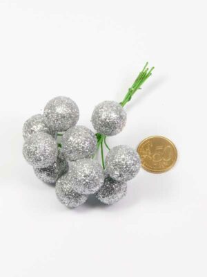 glitter bolletjes zilver vergeleken met 50ct munt