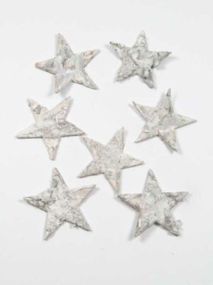berkenschors sterren white washed 7 stuks 4 cm