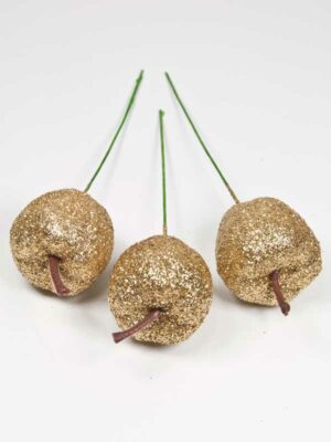 glitter appels goud 3,5 cm drie stuks