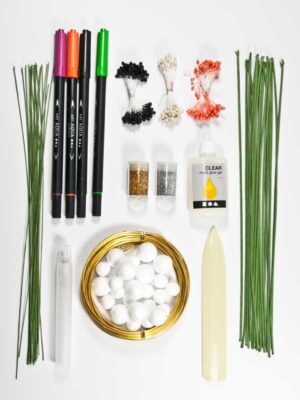 Materialen bij de maxi hobbyset crepepapieren bloemen
