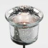 Theelichthouder glas zilver gevlekt