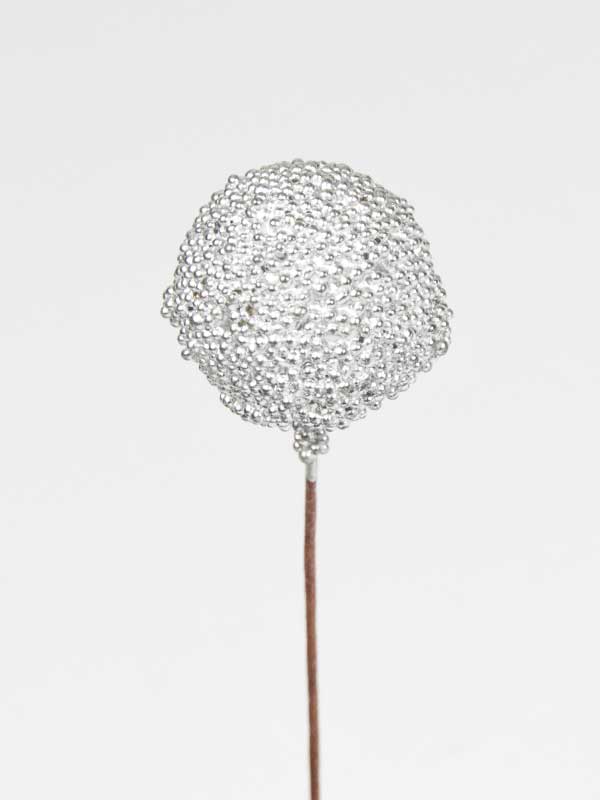 glitter besje op draad zilverkleurig