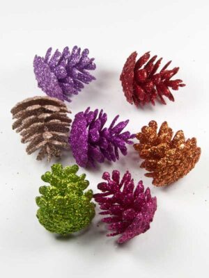glitter-dennenappel-kleurenmix-groot