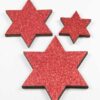 glitter-ster-rood setje van drie stuks