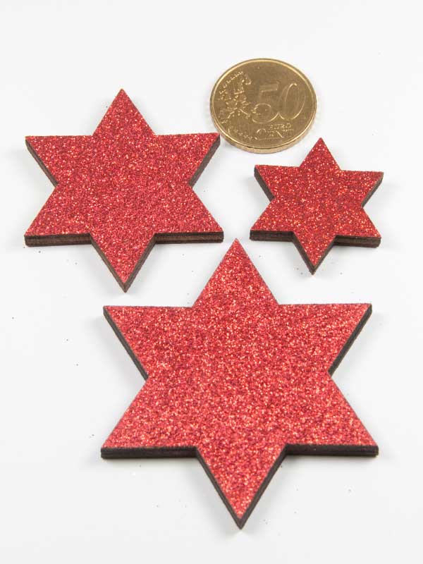 Glitter Ster - Rood - setje 3 stuks (38533) - Afbeelding 2