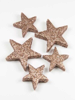 sterren met bronskleurig glitter, setje met 2 afmetingen