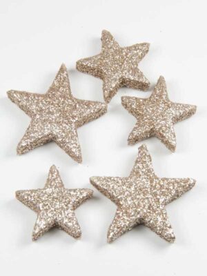 kerststerren geheel bedekt met champagnekleurig glitter