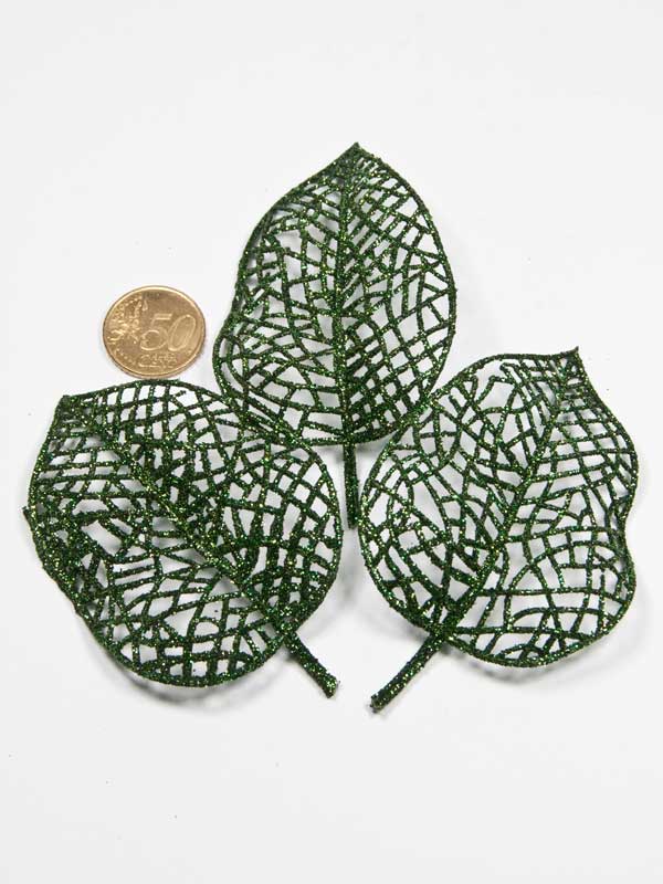 Glitter blad - groen - per 3 stuks (38684) - Afbeelding 3