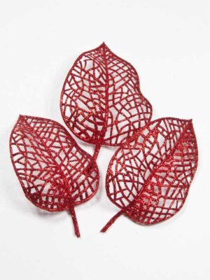 glitterblad rood, per drie stuks