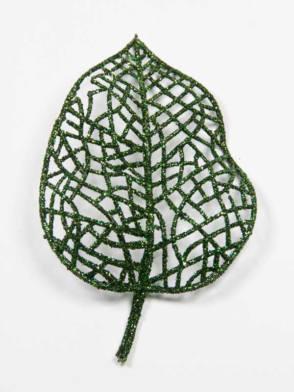 Glitter blad - groen - per 3 stuks (38684) - Afbeelding 2
