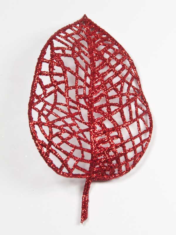 Glitter blad - rood - per 3 stuks (38681) - Afbeelding 2