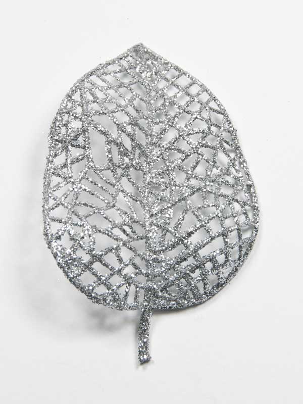 Glitter blad - zilver - per 3 stuks (38683) - Afbeelding 2