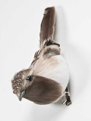 vogeltje voor decoratie, kunststof lijfje met verder echte veren.