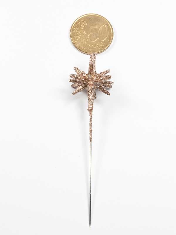 Decoratiespeld 3-d ster champagne glitter - 30 mm - per 3 stuks - Afbeelding 2