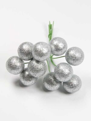 balletjes-op-draad-glinsterend-zilver bosje van 10 stuks