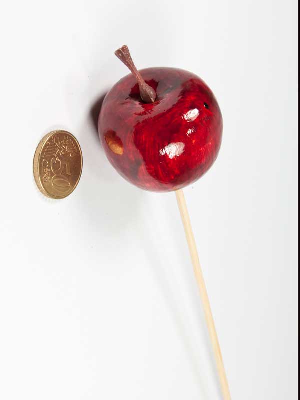 Appel op stok- rood - 4 cm - per stuk - Afbeelding 2